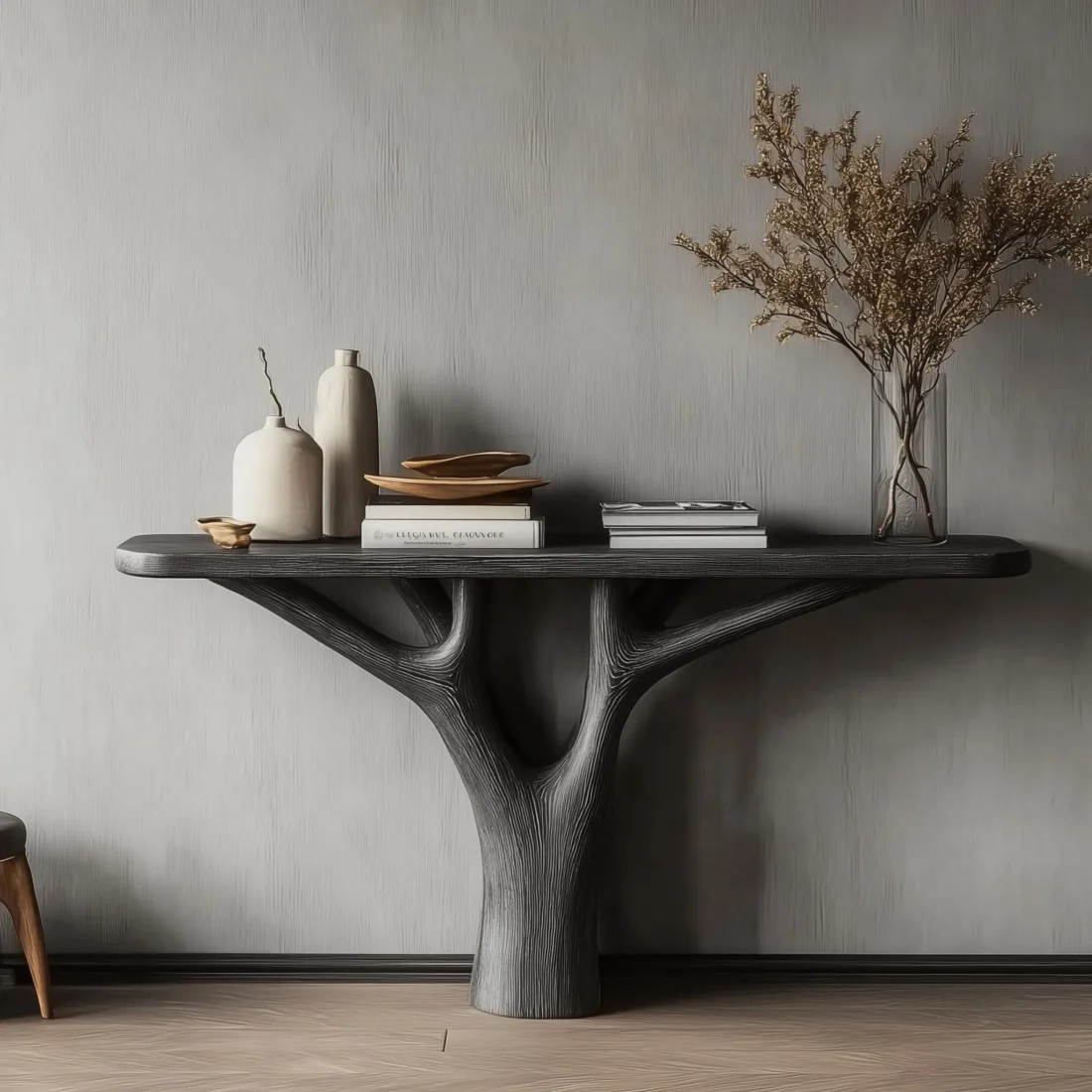 Modern Tree Branch Console Table Solid Wood Handcrafted Entryway
