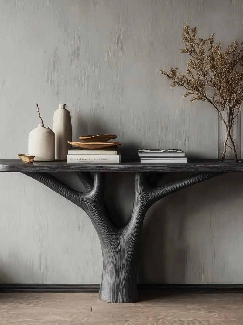 Modern Tree Branch Console Table Solid Wood Handcrafted Entryway