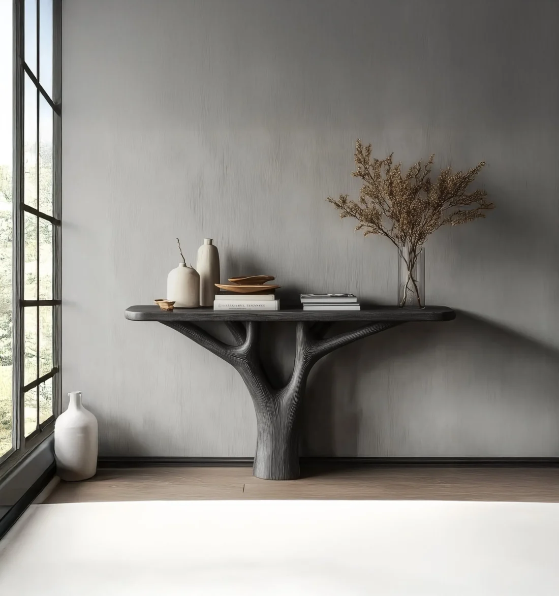 Modern Tree Branch Console Table Solid Wood Handcrafted Entryway - Image 2