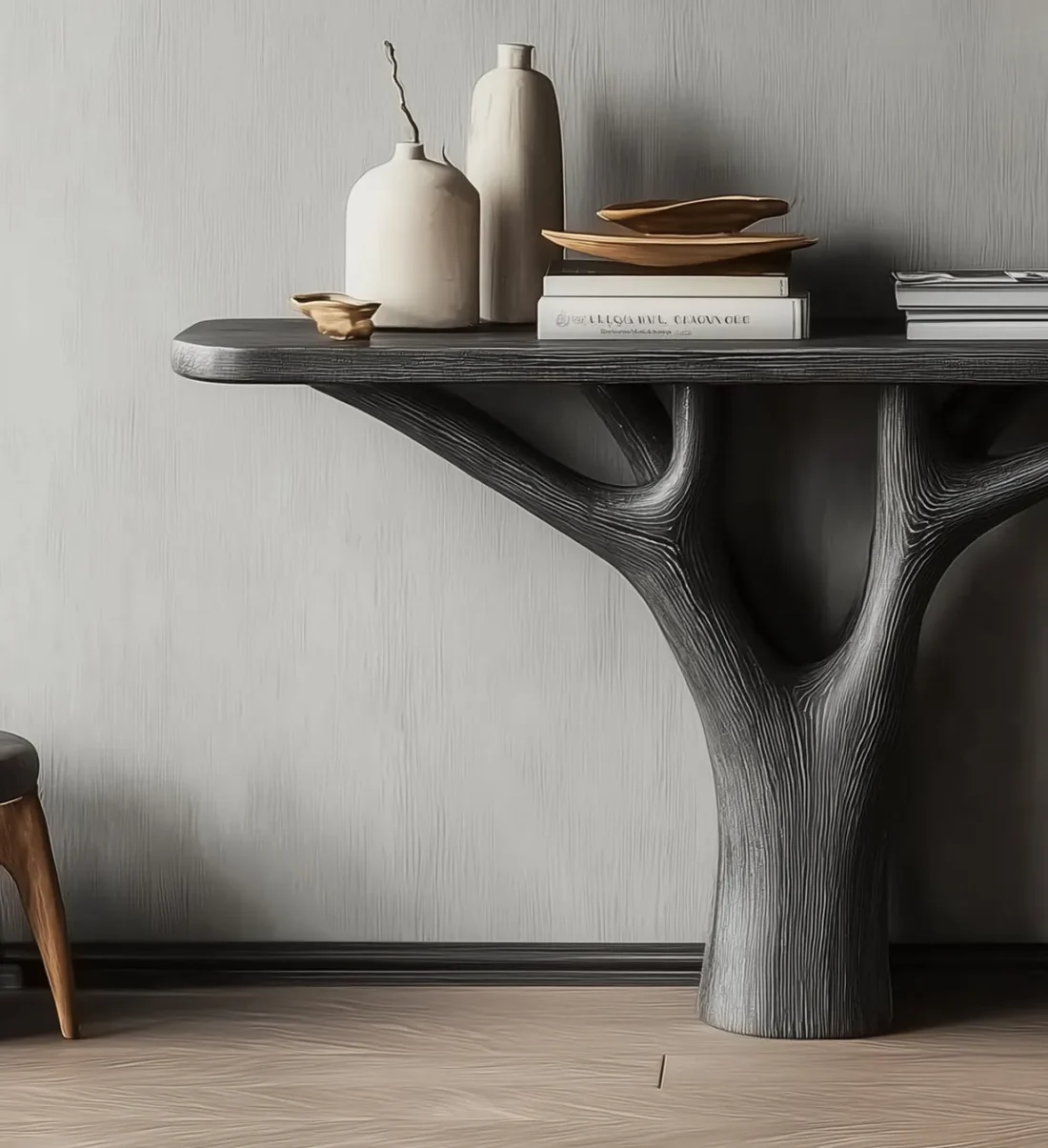 Modern Tree Branch Console Table Solid Wood Handcrafted Entryway - Image 3