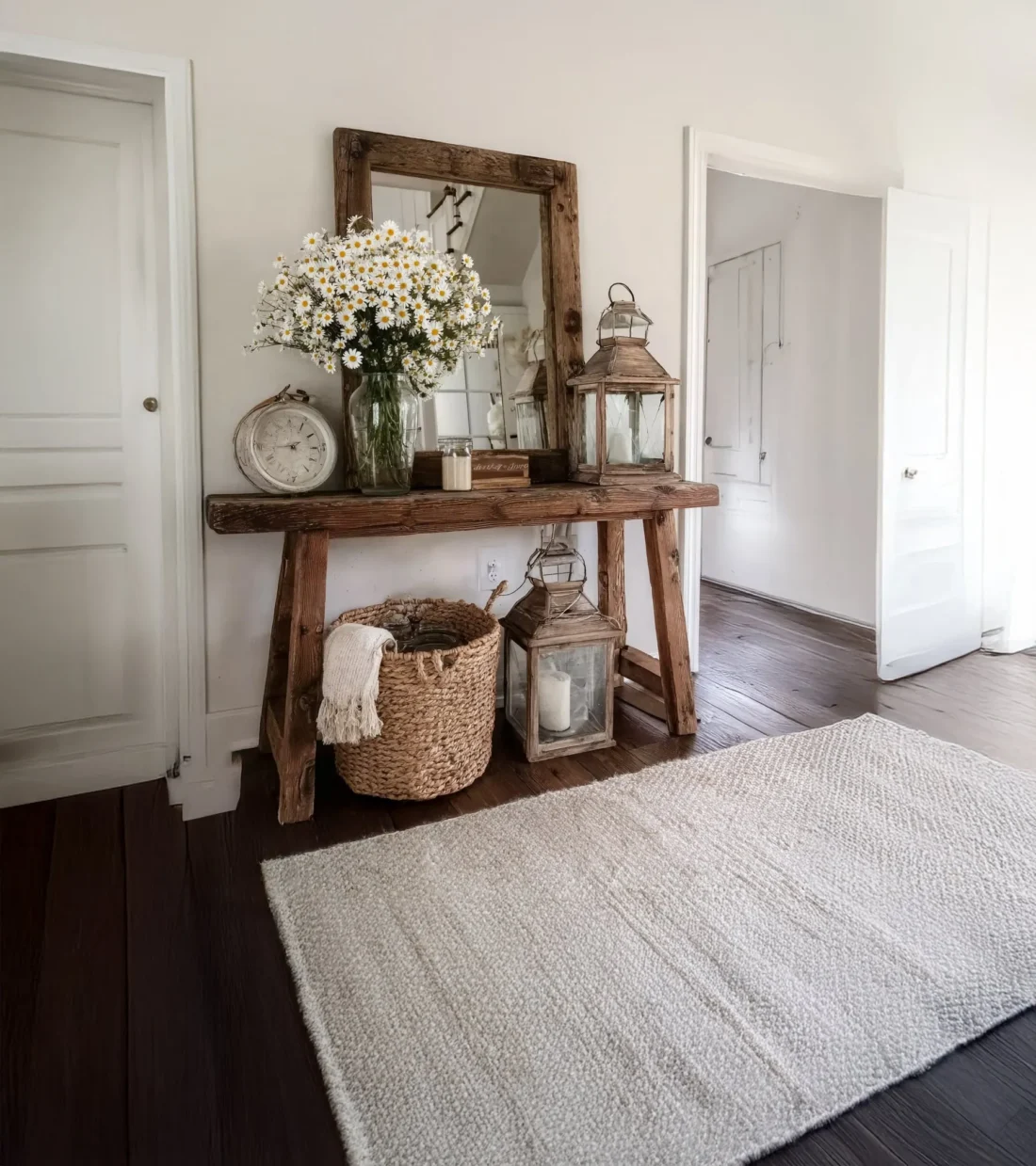 Console Table Solid Wood Natural Finish Handmade for Entryway - Image 2