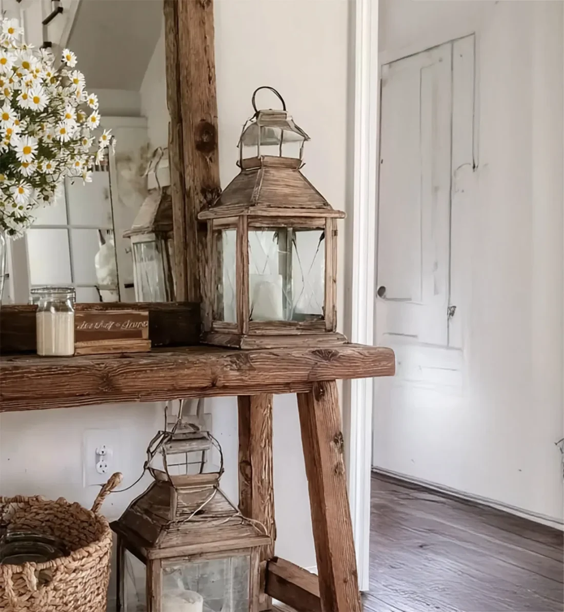 Console Table Solid Wood Natural Finish Handmade for Entryway - Image 3