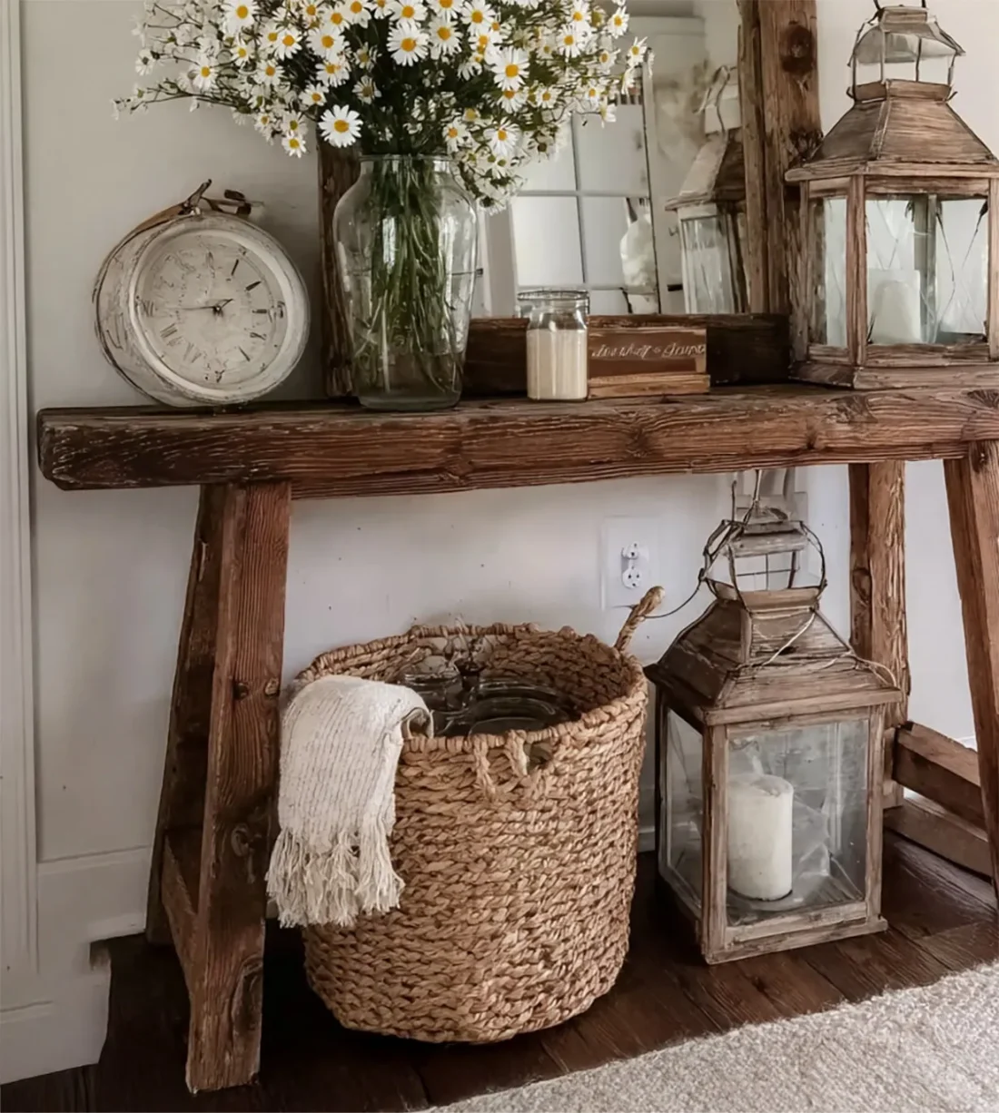 Console Table Solid Wood Natural Finish Handmade for Entryway - Image 4