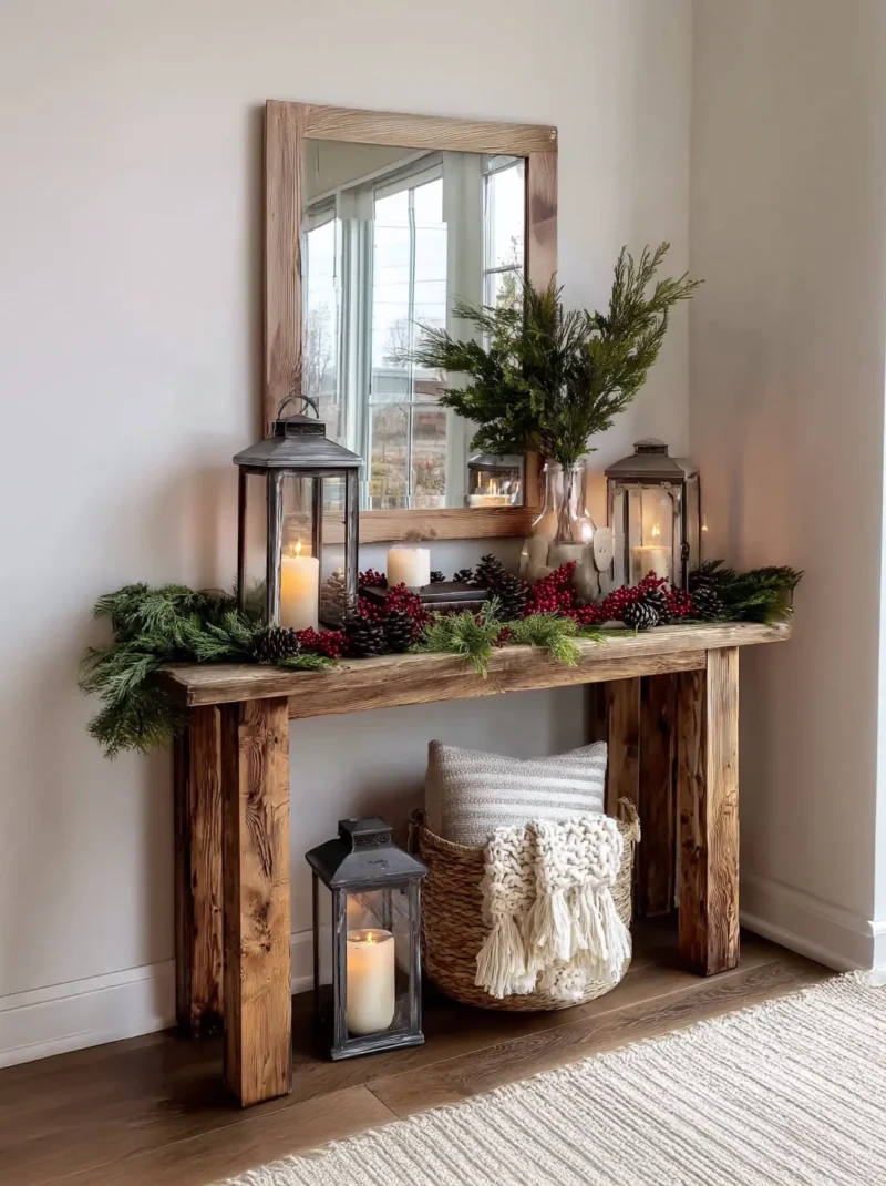 Solid Wood Console Table Handmade Natural Finish Entry Hall
