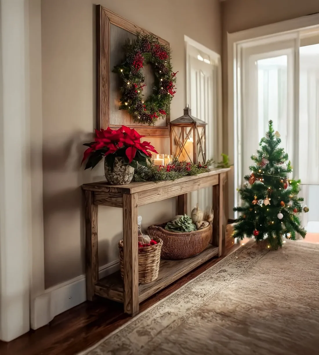 Console Table Solid Wood Slim for Entryway and Narrow Hallway