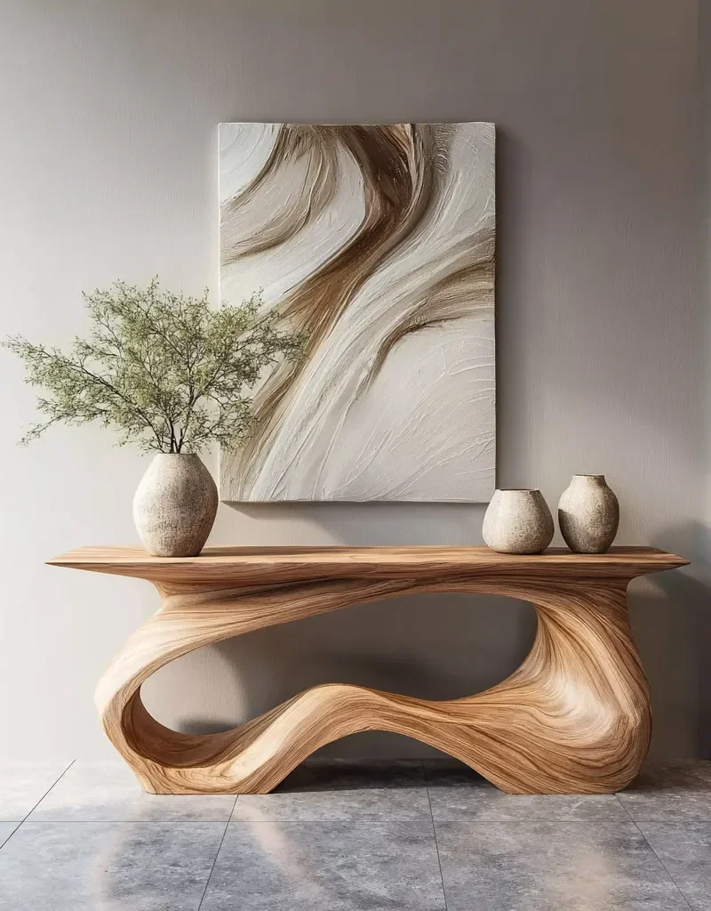 Live Edge Console Table Solid Wood Handmade for Hallway Entryway and Sofa