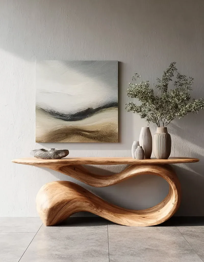 Live Edge Solid Wood Console Table Handmade for Hallway Entryway and Sofa
