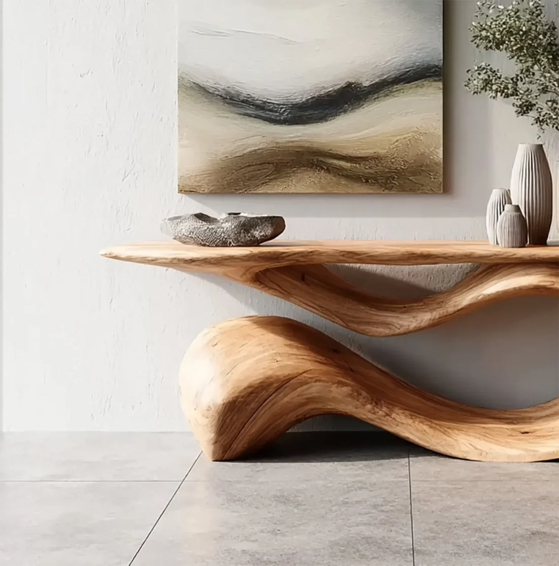Live Edge Solid Wood Console Table Handmade for Hallway Entryway and Sofa - Image 4