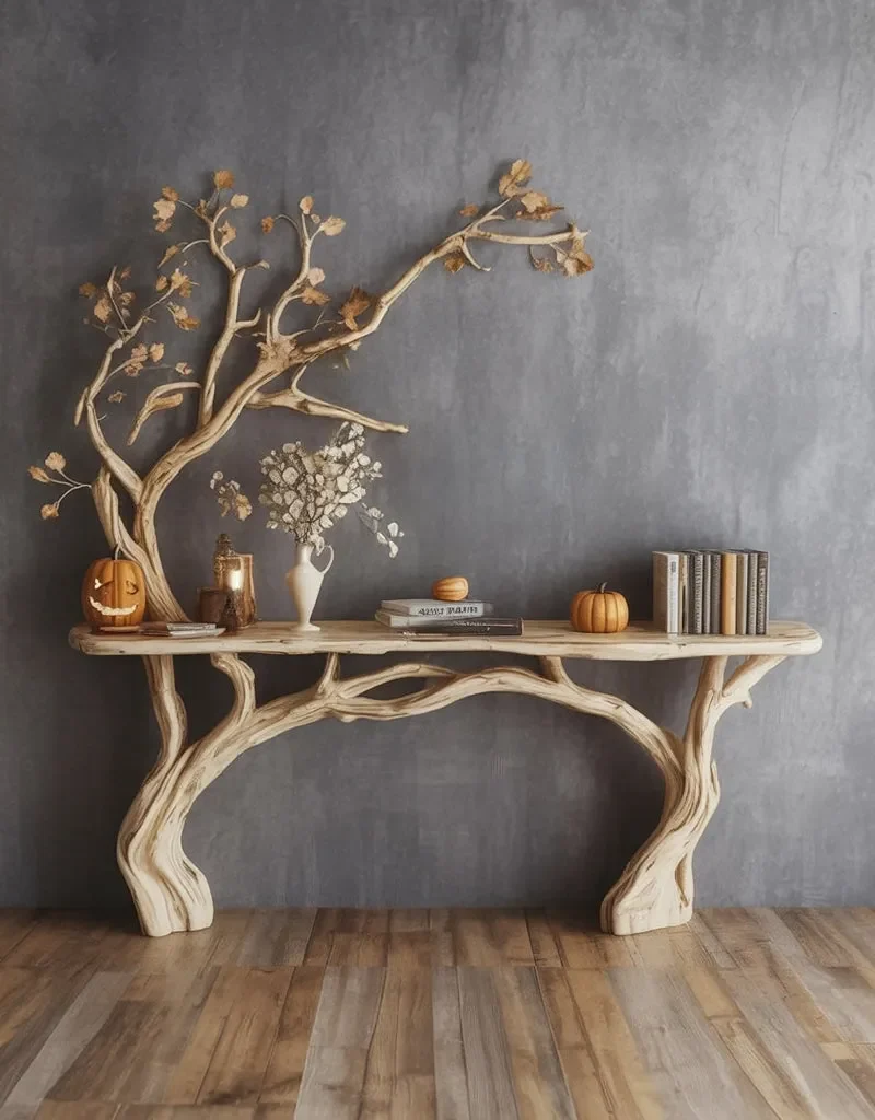 Narrow Floating Live Edge Entry Shelf Solid Wood Wall Mounted