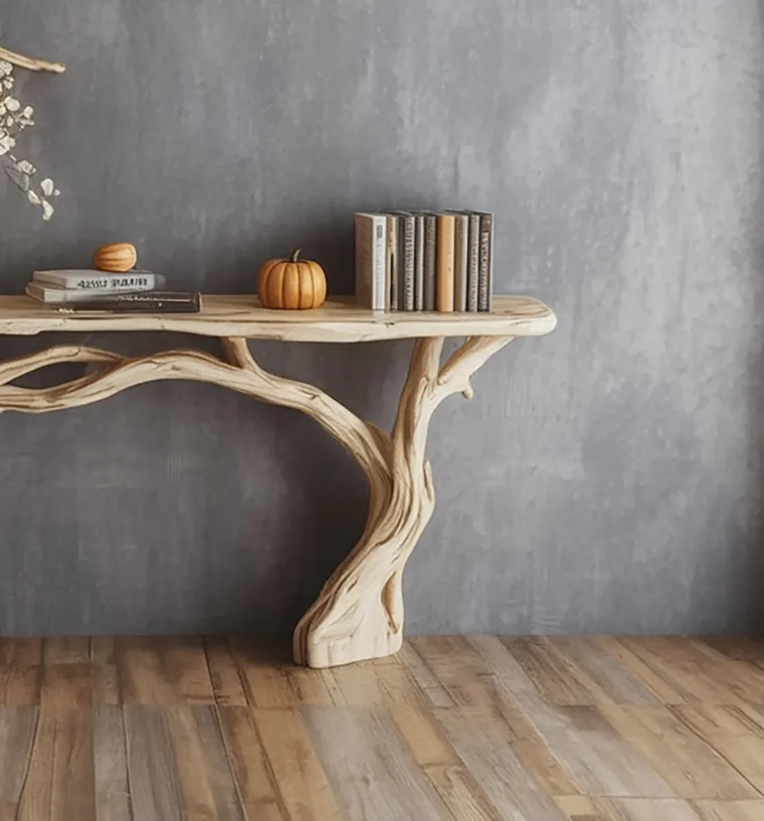 Narrow Floating Live Edge Entry Shelf Solid Wood Wall Mounted - Image 3