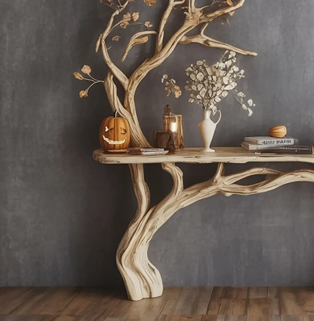 Narrow Floating Live Edge Entry Shelf Solid Wood Wall Mounted - Image 4