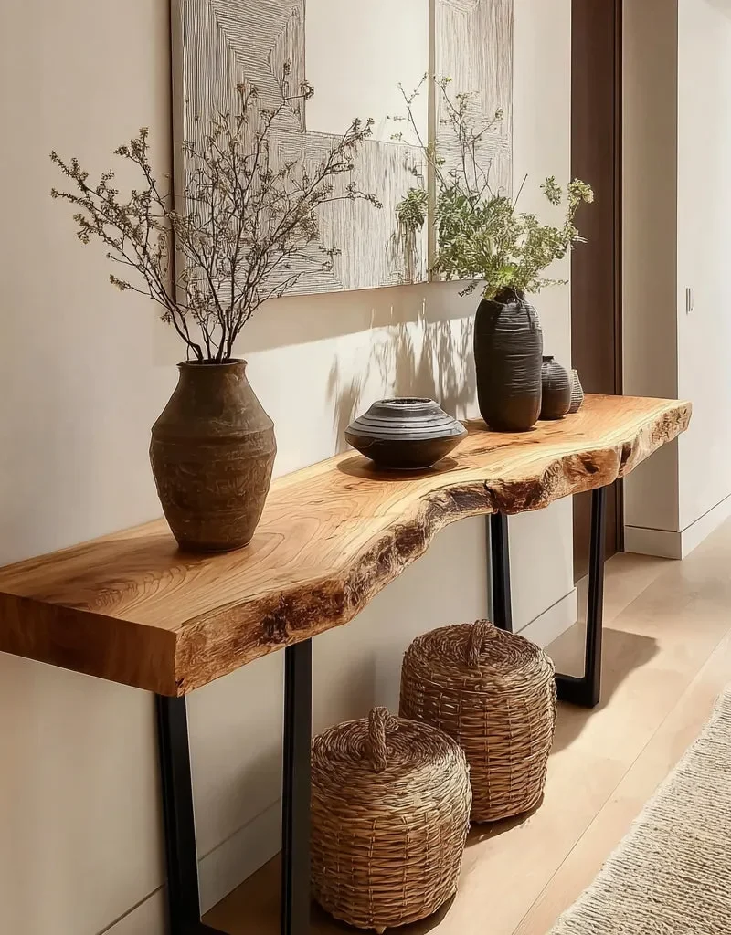 Live Edge Sofa Table Modern Solid Wood Console