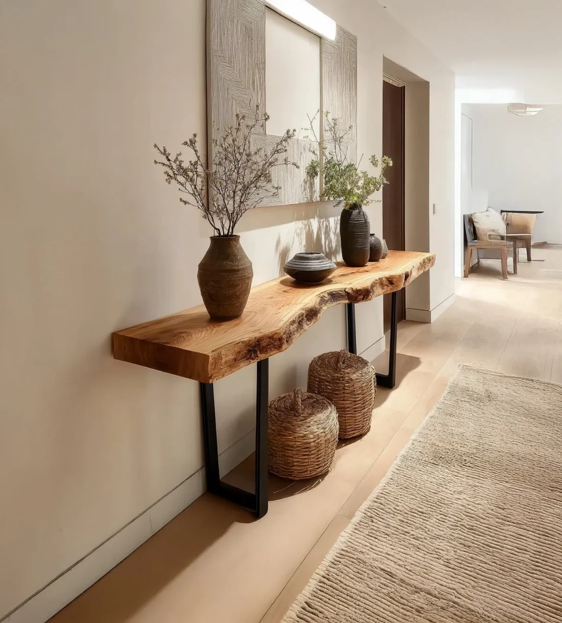 Live Edge Sofa Table Modern Solid Wood Console - Image 2