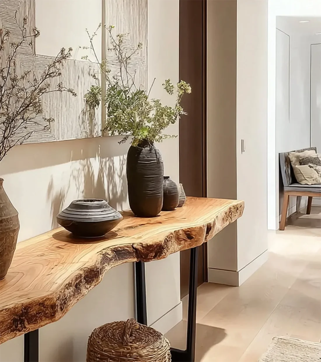 Live Edge Sofa Table Modern Solid Wood Console - Image 3