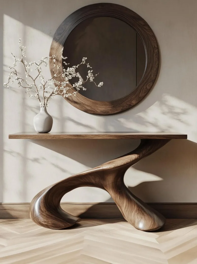 Custom Rustic Live Edge Narrow Console Table