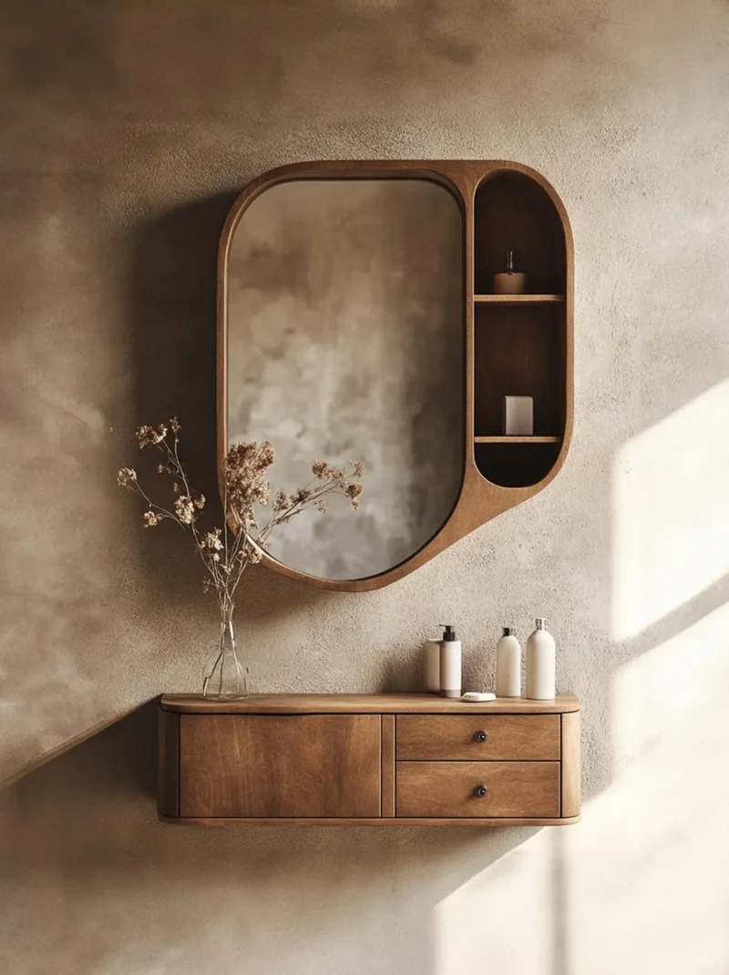 Rustic Wood Bathroom Vanity Cabinet With Storage