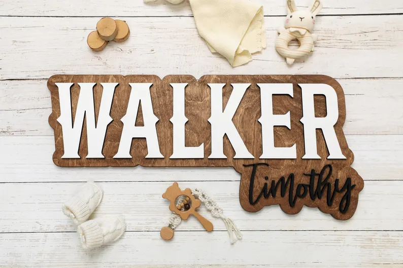 3D Wooden Outline Name Sign, Nursery Baby Name Sign, Personalized Name Plaque, Kid Room Decor, Unique Handcrafted Name Sign, Custom Wall Art