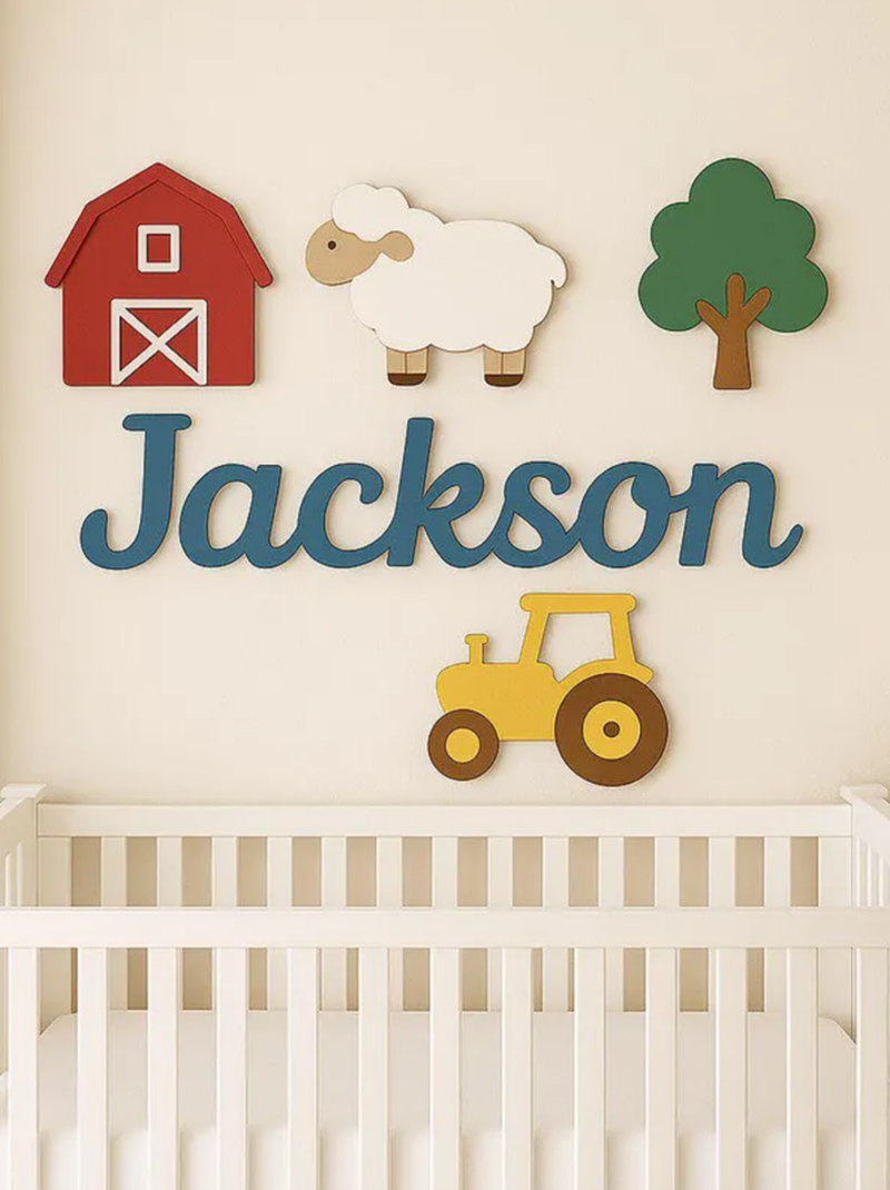 Personalized Camper Van Baby Name Sign, Custom 3D Wooden Nursery Wall Art, Baby Room Decor Gift.