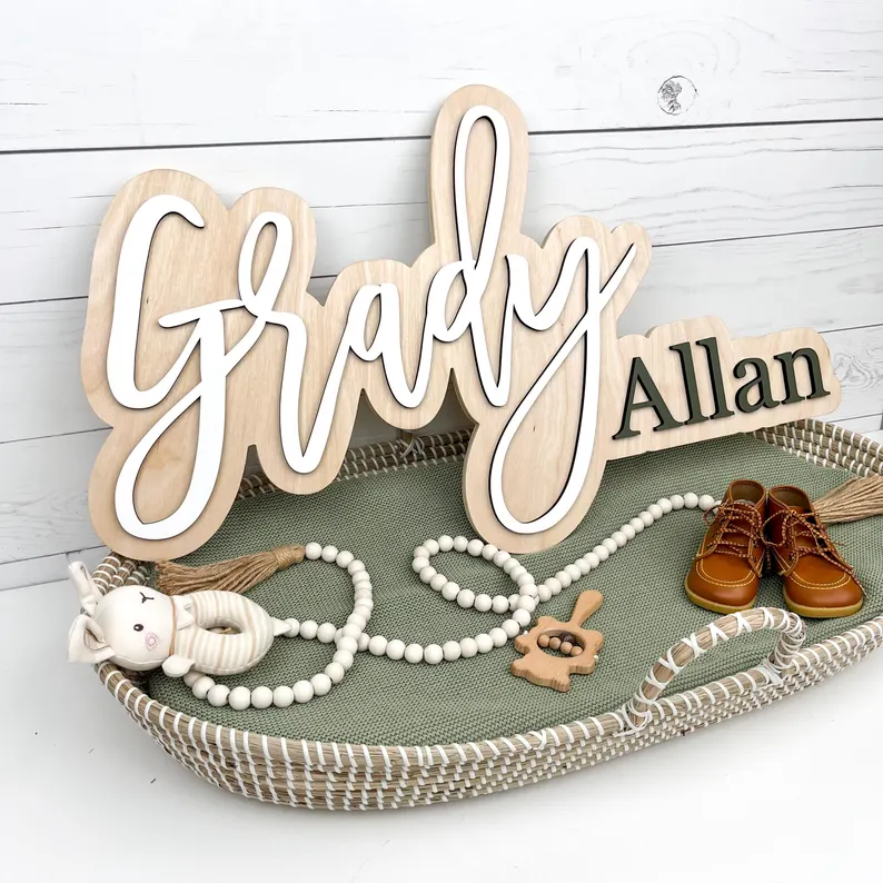 Custom 3D Name Sign, Baby Nursery Name Sign, Kids Bedroom Wall Decor, Large Wooden Name Sign, Unique Wall Art Sign, Personalized Baby Gift