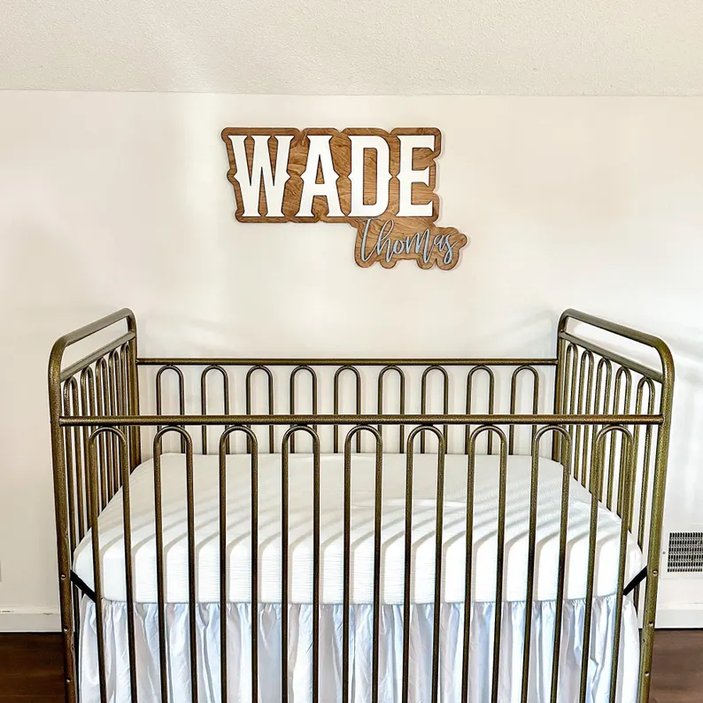 Western Theme Nursery Name Sign Personalized, Custom 3D Wooden Name Sign, Baby Boy Room Decor