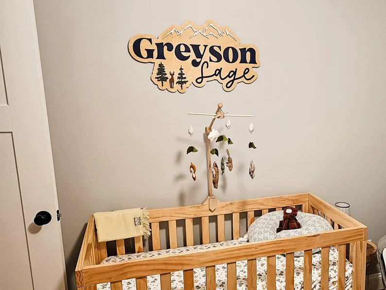 Custom Woodland Theme Name Sign, Wildlife Nursery Decor, Woodland 3D Name Sign, Name Sign for Nursery, 3D Wood Name Sign, Deer Nursery Decor