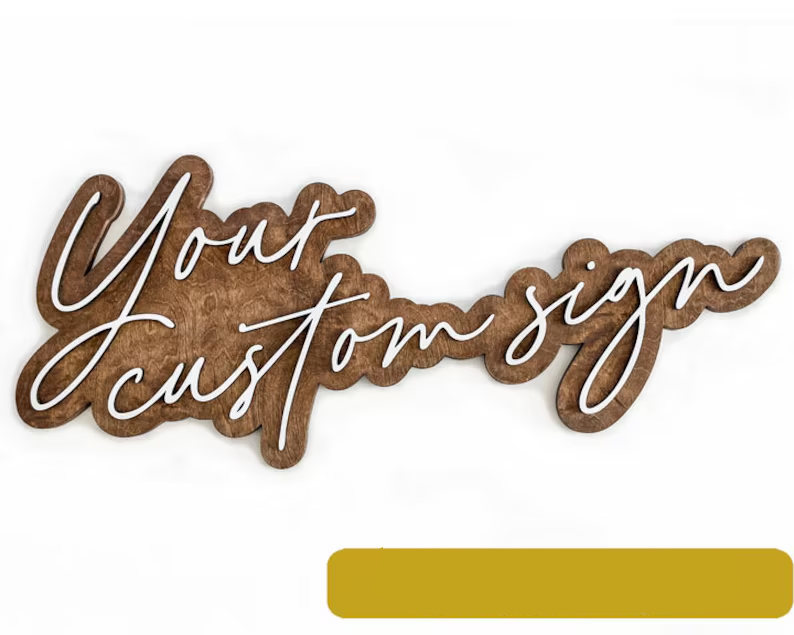 Personalized Logo Sign for Small Business – Custom 3D Layered Sign, Boho Brand Wall Sign for Shop, Studio, Reception Desk.