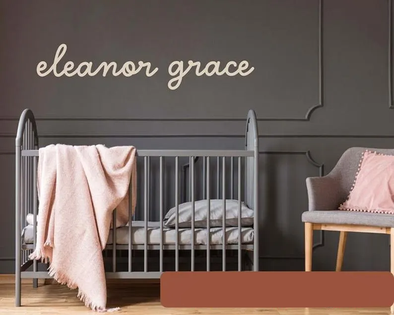 Large Nursery Name Sign Custom – Wood Name Cutout Wall Decor, Personalized Baby Name Plaque for Above Crib.