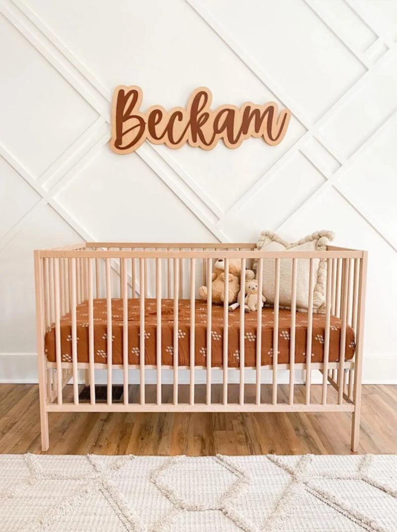 Personalized Large Boho Nursery Name Sign, Custom 3D Layered Baby Name Plaque Above Crib, Double Baby Name Cut Out Wall Decor.