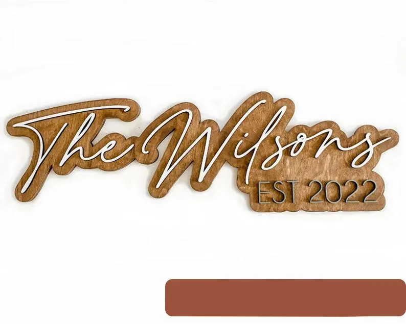 Custom Wedding Last Name Sign – Layered Cut Out Family Name Sign, Personalized Gift for Couples, Established Year Plaque.