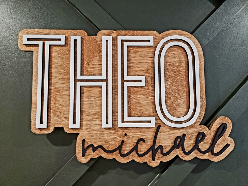 Layered Name Sign, Wooden Name Sign, Custom Nursery Decor, Outline Name, Nursery Art, Natural Nursery Decor, Boho Nursery, Baby Name Sign