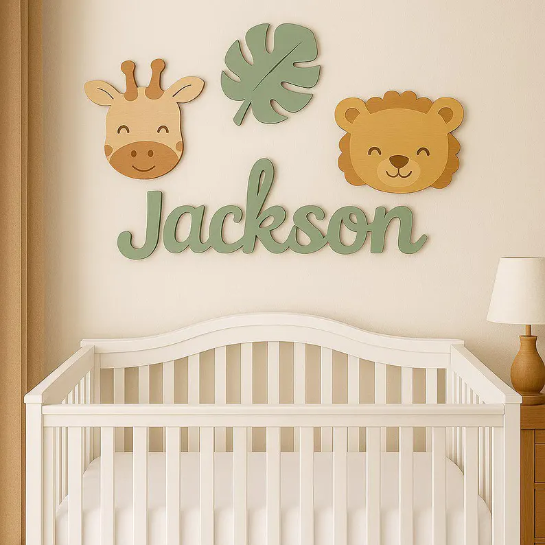 Personalized Mountain Baby Name Sign, Custom 3D Wooden Nursery Wall Art, Baby Room Decor Gift.