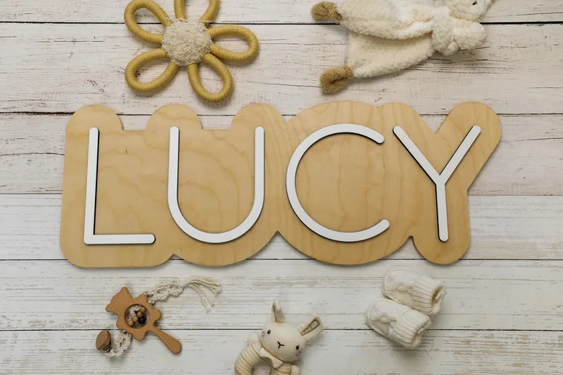 Newborn Name Sign Personalized, Baby Nursery Name Sign, Large Wooden Name Sign, Custom Baby Shower Gift, 3D Kids Name Sign, Unique Baby Gift