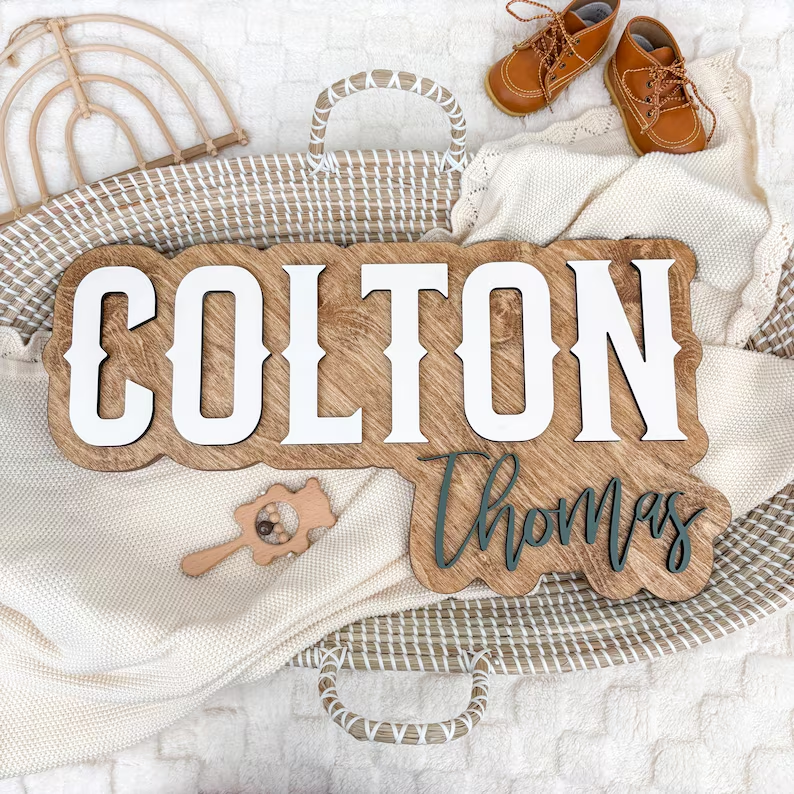 Nursery Name Sign, Kids Bedroom Name Sign, Western Theme Nursery, Baby Name Sign, Large 3D Personalized Name Sign, Custom Baby Shower Gift