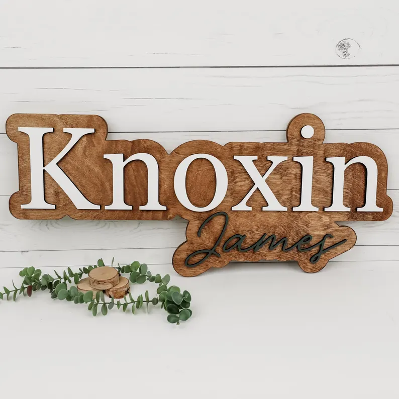 Personalized Baby Name Sign, 3D Wooden Outline Wall Decor, Custom Nursery & Kids Bedroom Name Sign