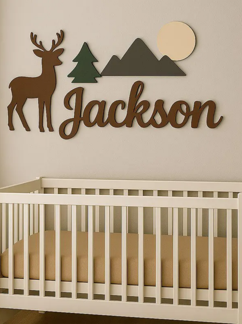 Panda Bear Nursery Name Sign, Personalized Baby Name Plaque, 3D Wooden Wall Decor for Nursery and Baby Shower Gift