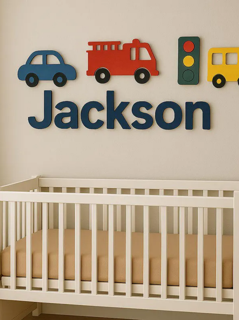 Pirate Ship Nursery Name Sign, Custom Personalized Baby Name Wall Decor, Nautical Wooden Wall Art for Nursery