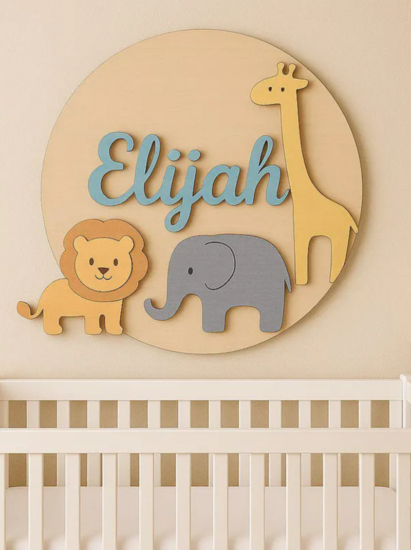 Personalized Rainbow Cloud Baby Name Sign, Custom 3D Wooden Nursery Wall Art, Baby Room Decor Gift.
