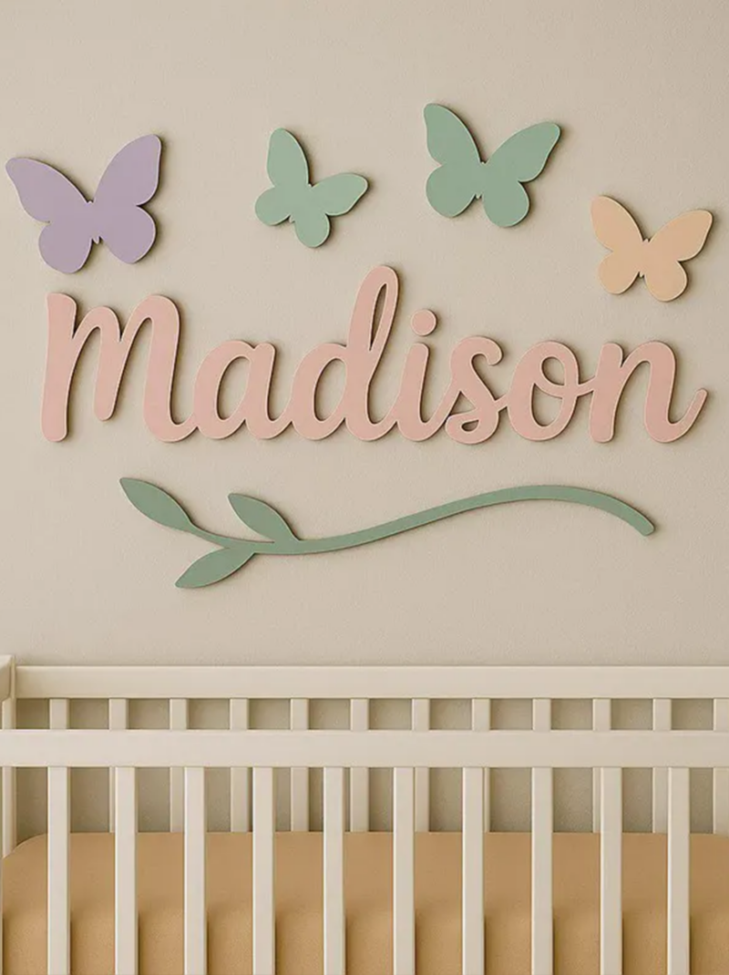 Personalized Rainbow Nursery Name Sign, Pastel Wooden Baby Name Wall Art, Cute Nursery Decor Gift.