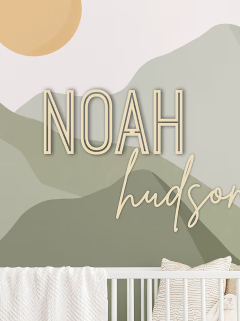 Custom Stacked Nursery Name Sign – Wooden Name Cutout, Children’s Room Decor, Baby Girl Nursery Wall Art with Preview.