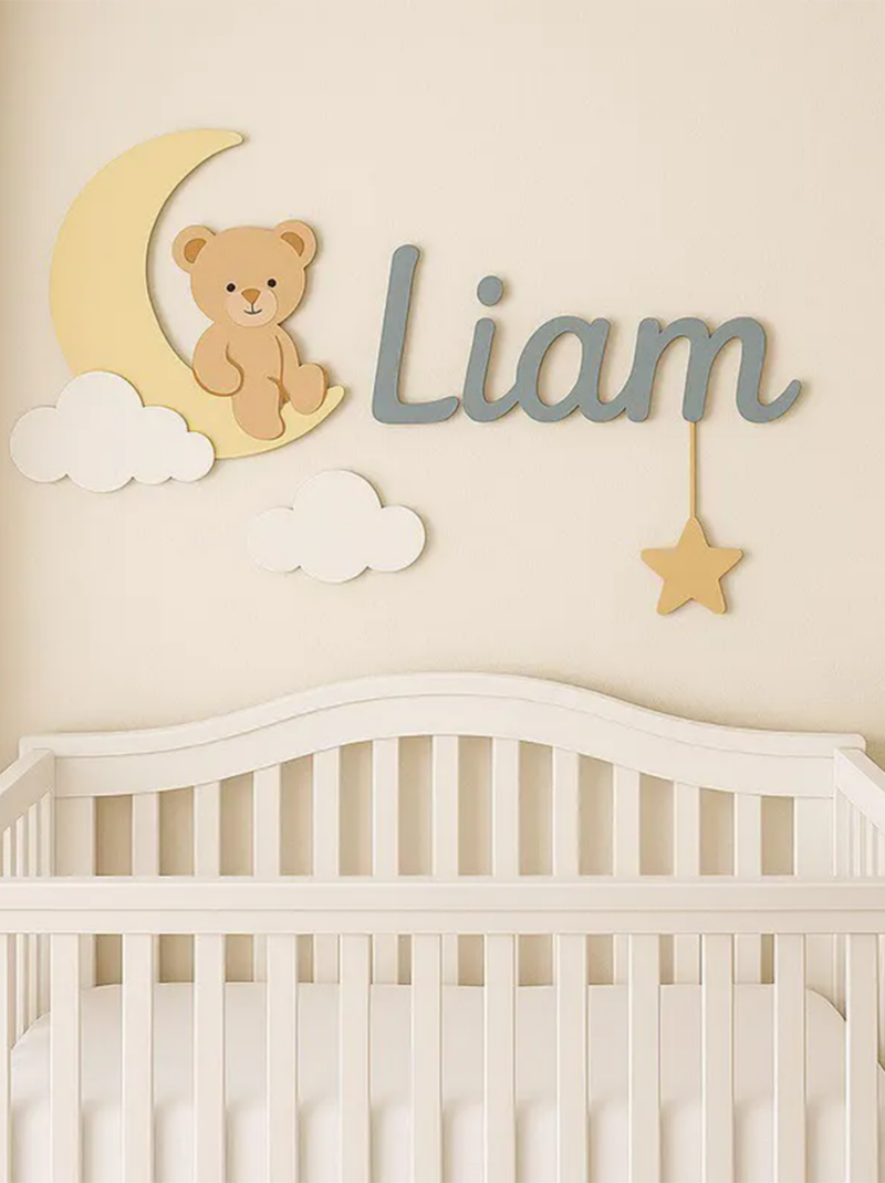 Personalized Woodland Nursery Name Sign, Custom Owl & Fox 3D Wooden Wall Art Above Crib, Forest Animal Baby Room Decor, Baby Shower Gift.